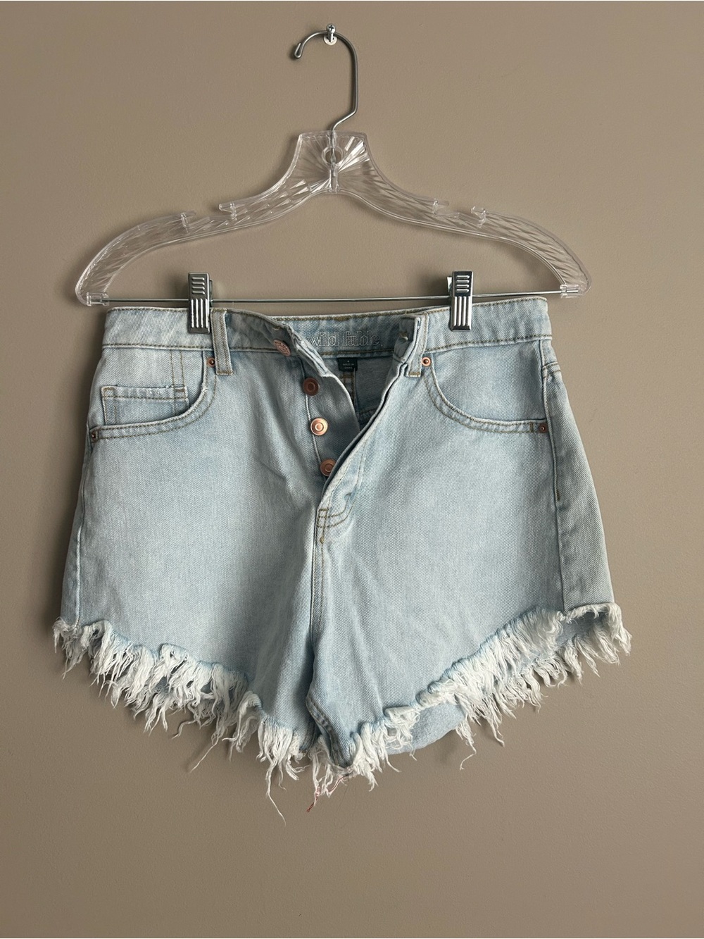 wild fable Light Blue Frayed Hem Denim Shorts